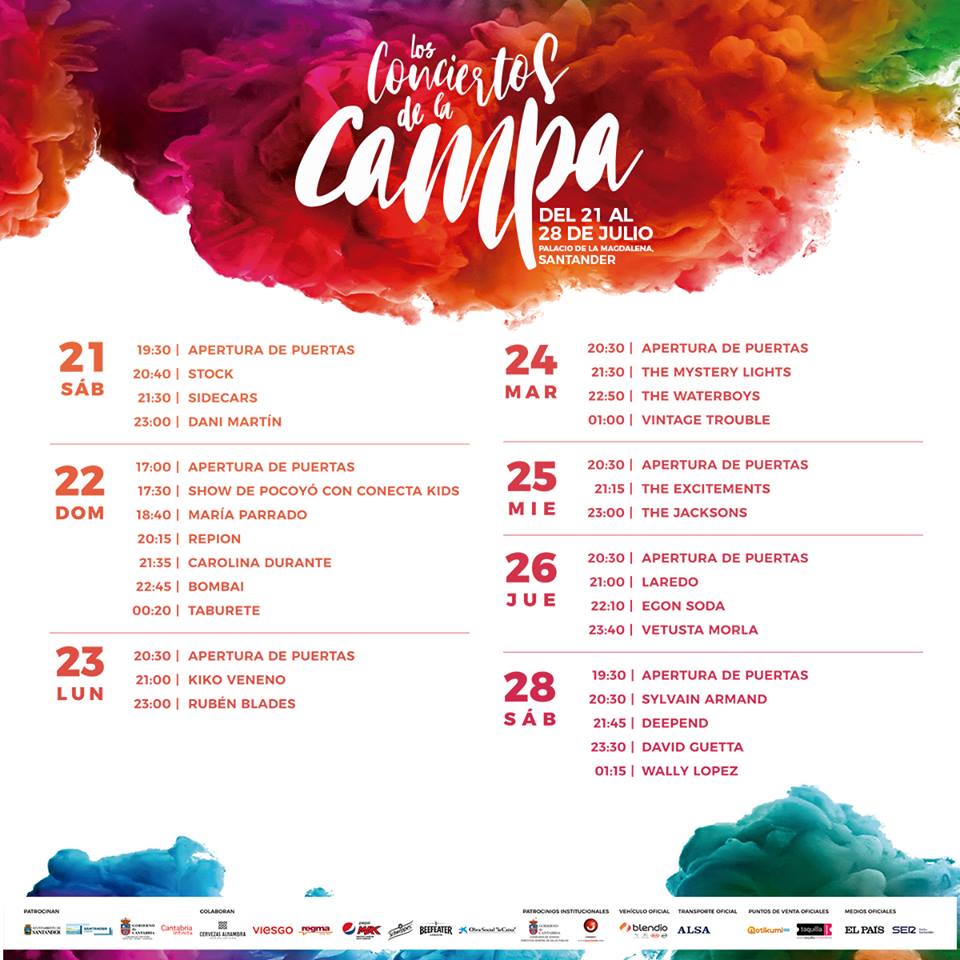 Horarios de los conciertos de la Campa Santander 2018